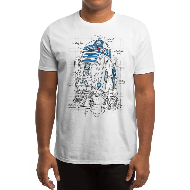 Retro Movie Droid R2-D2 Blueprint T-Shirt. Summer Cotton Short Sleeve O-Neck Unisex T Shirt New S-3XL