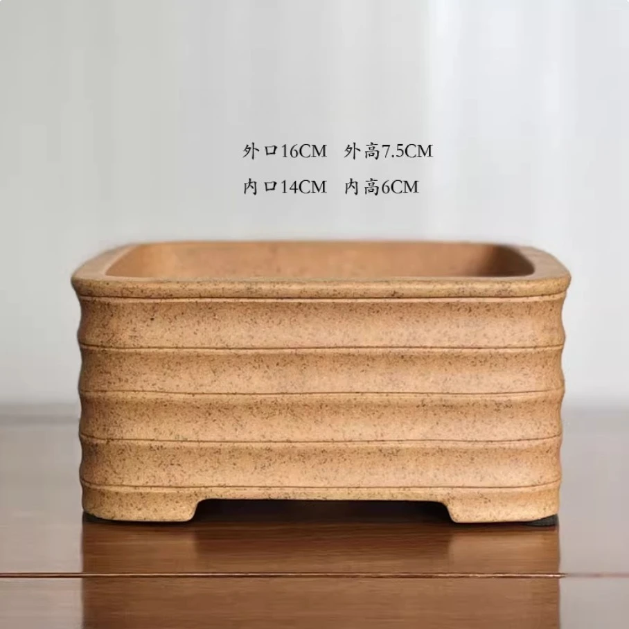 Factory Direct Compatible with Purple Sand Flower Pot Handmade Boutique Virgin Bamboo Square Firewood Burning Straight