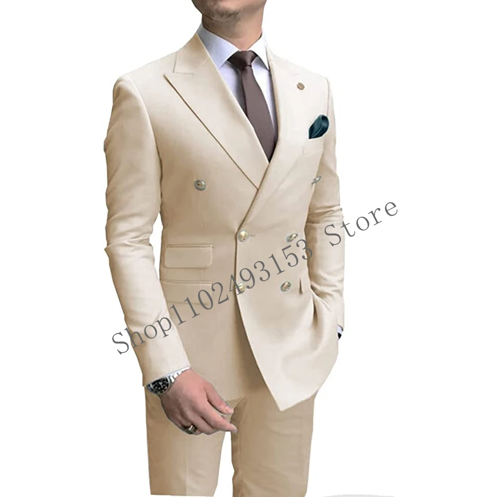 Costume de mariage pour Homme, 2 pièces, blanc, Slim Fit, élégant, Double boutonnage, formel, nouvel