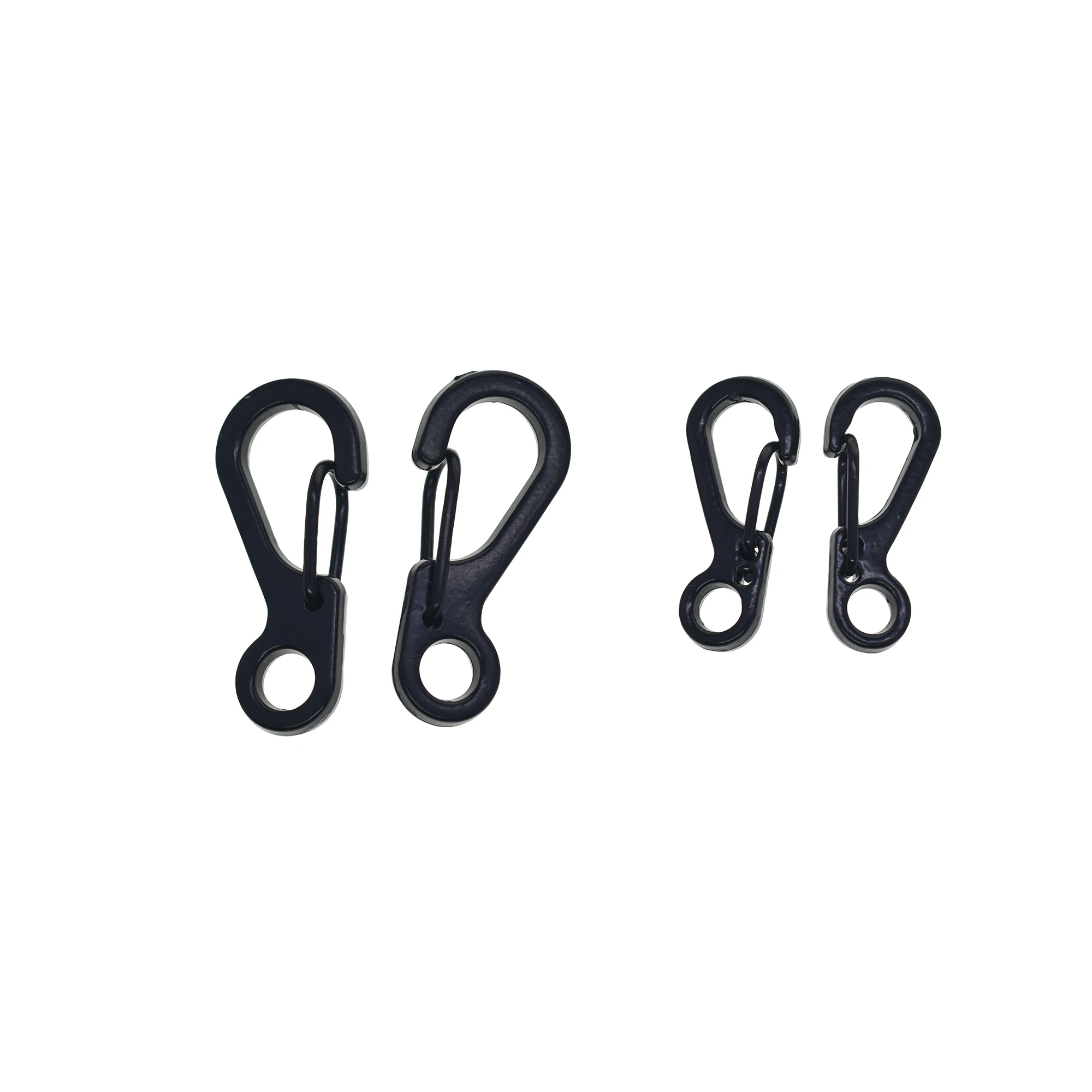 2 sizes Black Small mini tiny strong solid zinc metal alloy spring snap hook quick release carabiner paracord clasp diving EDC