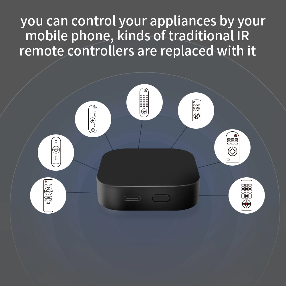 Inteligentny pilot zdalnego sterowania Tuya Smart IR z czujnikiem temperatury i wilgotności, portem wifi Type-C, obsługa klimatyzacji, telewizora, kompatybilny z Alexa.
