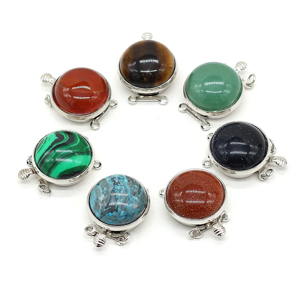 New Natural Stone Connecting Buckle Round Crystal Agate Gemstone for Jewelry Making Necklace Bracelet Gifts Size 18x22mm