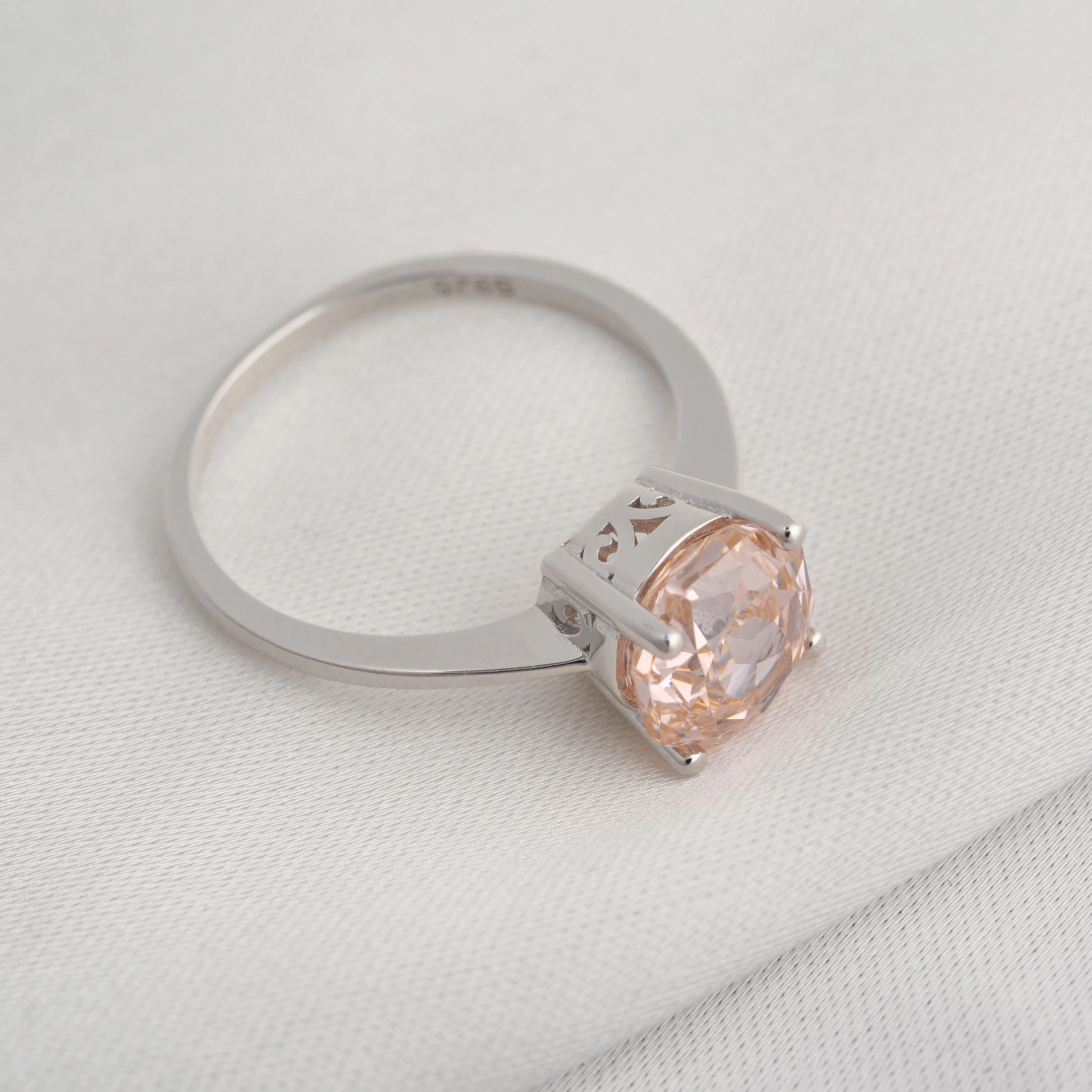 Potiy 2ct Octagon Rose Cut Morganit Rosa Zirkonia Solitär-Ring, 925 Sterling Silber Schmuck Geschenk für Frauen mit – Detail 19