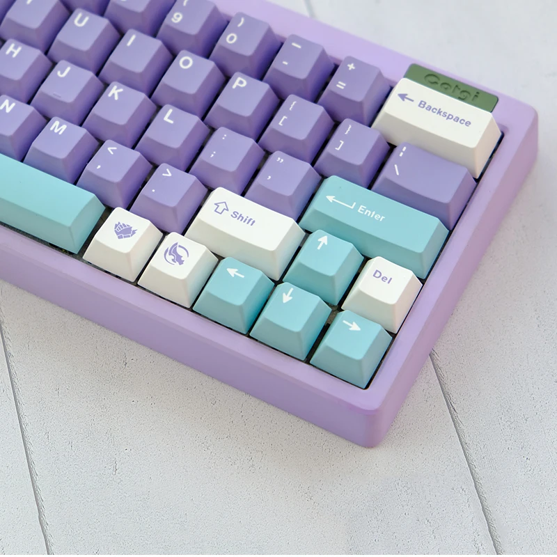 Teclado Mecânico PBT Keycaps, 129 Teclas, Magnolia Keycaps, Dye Sublimation Profile, 1.75U, 2U Shift, MX Switch Profile