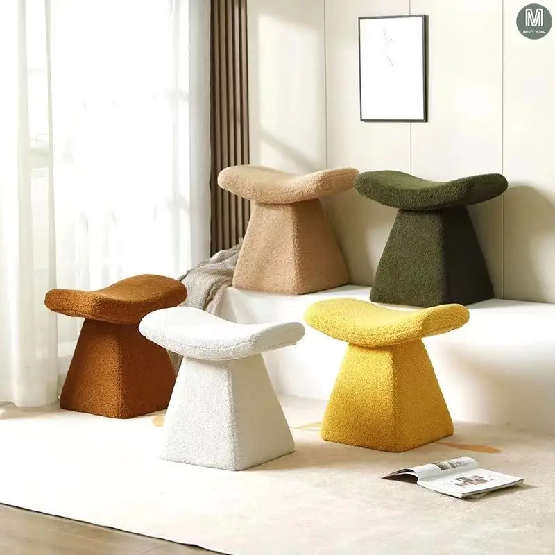 

Cute & Creative: Solid Wood Upholstered Stool, Double as Entryway Shoe Bench and Adorable Makeup Vanity Chair