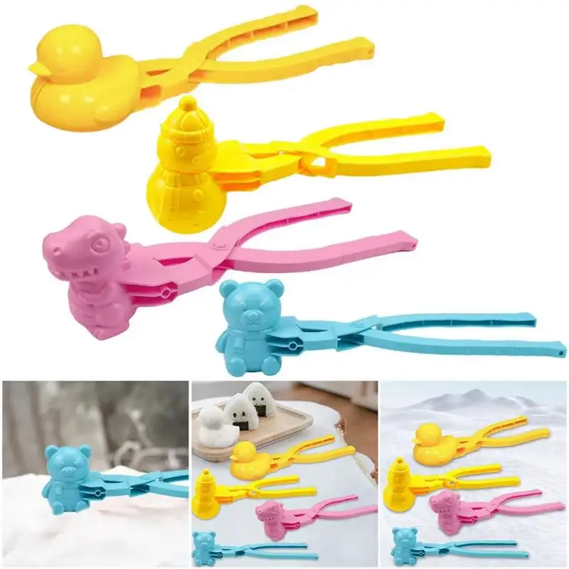 1Pcs Duck Rice Snowball Maker Clip for Kids Adult Heart Mold Snowball Maker with Handle Winter Animal Snow Toys for Kids Adults