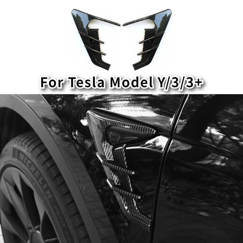 Couvercle de caméra latéral pour Tesla modèle Y/3/3 + Highland 2021 – 2023, panneau de feuilles, couvercle de protection de caméra, panneau latéral de tonnerre, accessoires de voiture