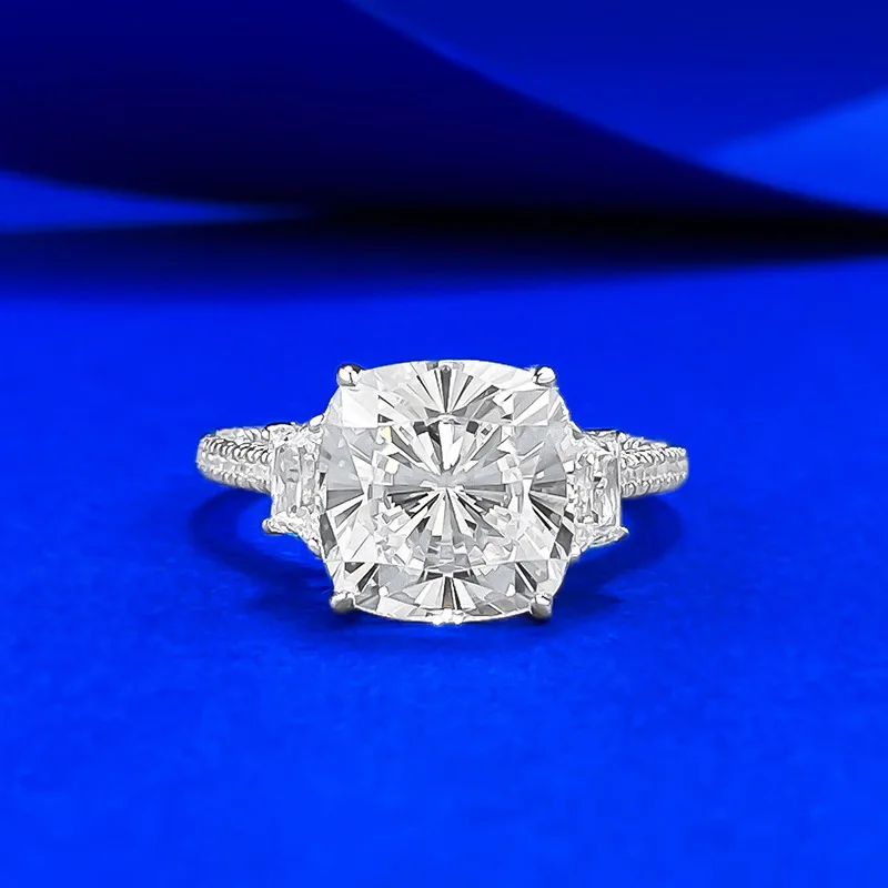 

Женское кольцо Solitaire с высокоуглеродистыми бриллиантами 10x10 мм, обручальное кольцо из стерлингового серебра 925 пробы и обручальное кольцо, обещанные ювелирные изделия