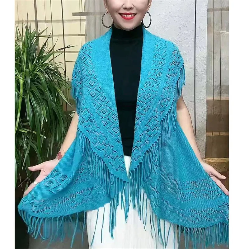 

Versatile Shawl Autumn Winter Long Solid Sweater Knitted Scarf Neckerchief Women Fashion Warm Knit Tassel Magic Scarf 11 Color