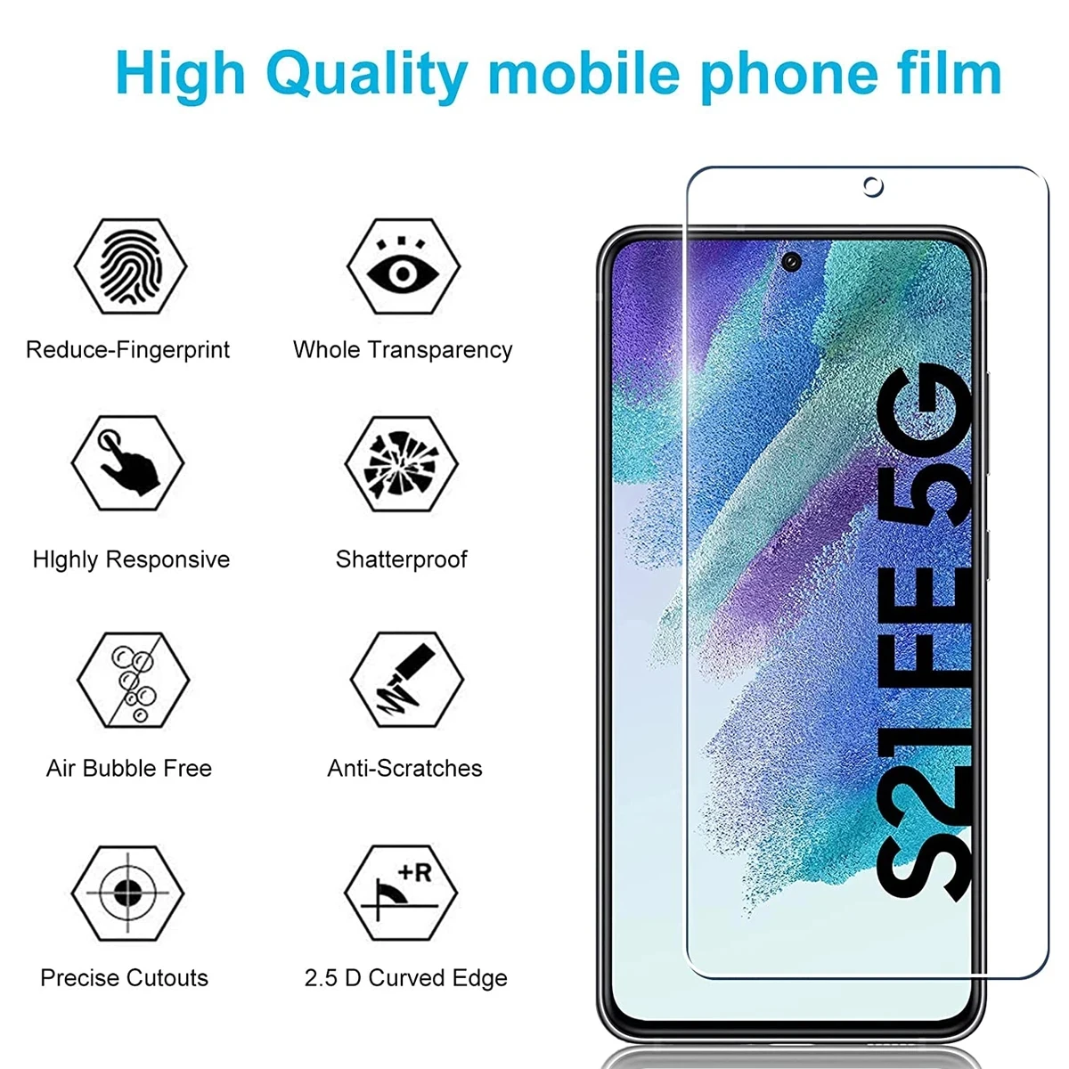 3PCS Tempered Glass for Samsung Galaxy A73 A72 A33 A51 A52S A22 A42 S21 S22 S23 Plus S20 FE S24 Ultra Screen Protectors