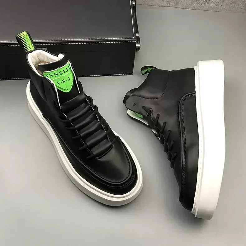 Mens shoes high-top casual sneakers invisible raised heels waterproof comfortable delicate uppers wear-resistant soles men shoe