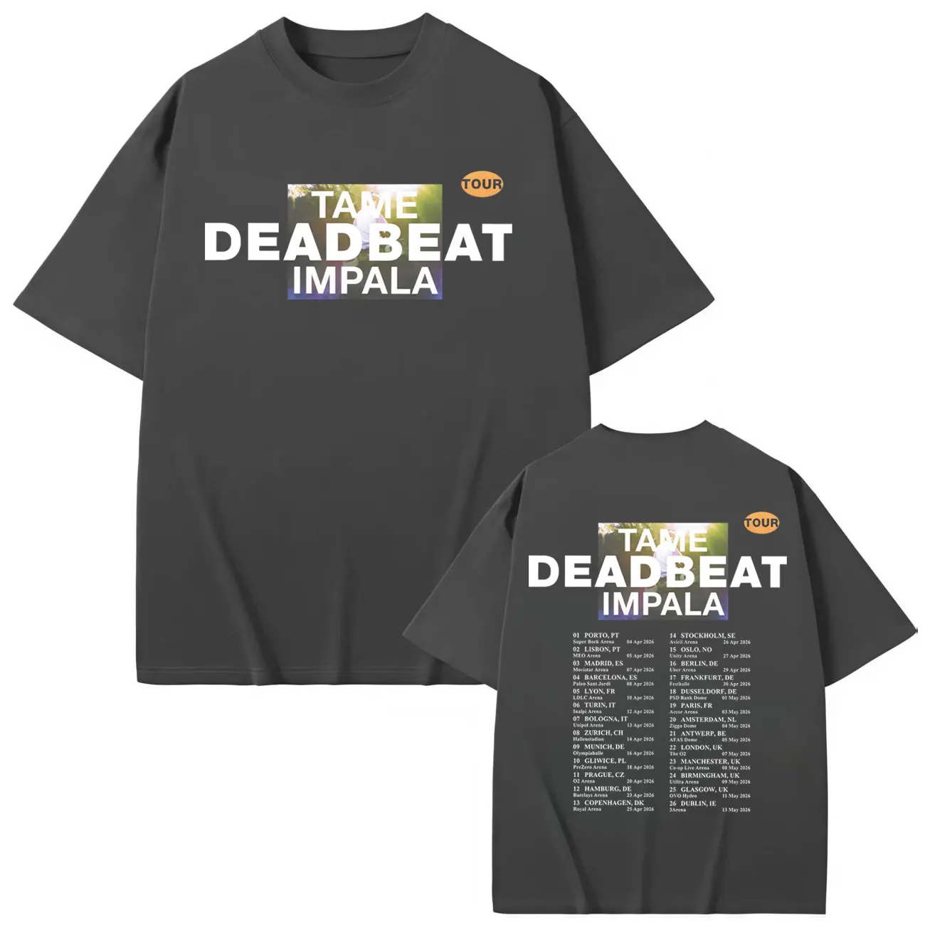 Men Women Summer Casual Loose Cotton T Shirts Tame Impala Tour 2026 Merch T-shirts Men's Women Fashion Rock Short Sleeve T-shirt
