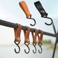 S-Shaped Leather Hanging Hooks Hook Storage Rack Shelf Hook Pot Pan Hanger Outdoor Camping Triangle Clothes Storage Rack