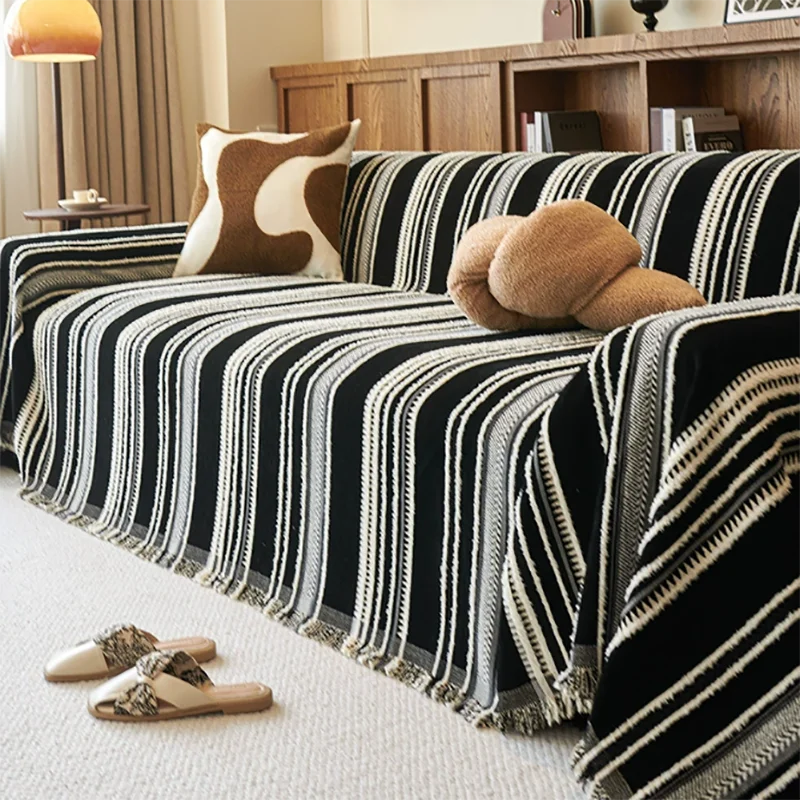 

Boho-Style Chenille Bench Towel With Brushes, Double-Sided, for Living Room Camping Picnic Large Blanket Leisure Relaxing Beach