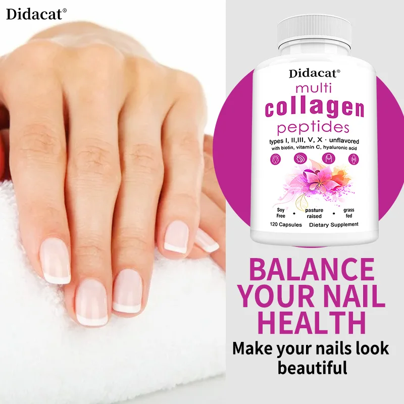 

Didacat Multiple Collagen Complex - Types I, II, III, V, and X - Hair, Skin, Nail, Bones, Joint Health Support, Non-GMO