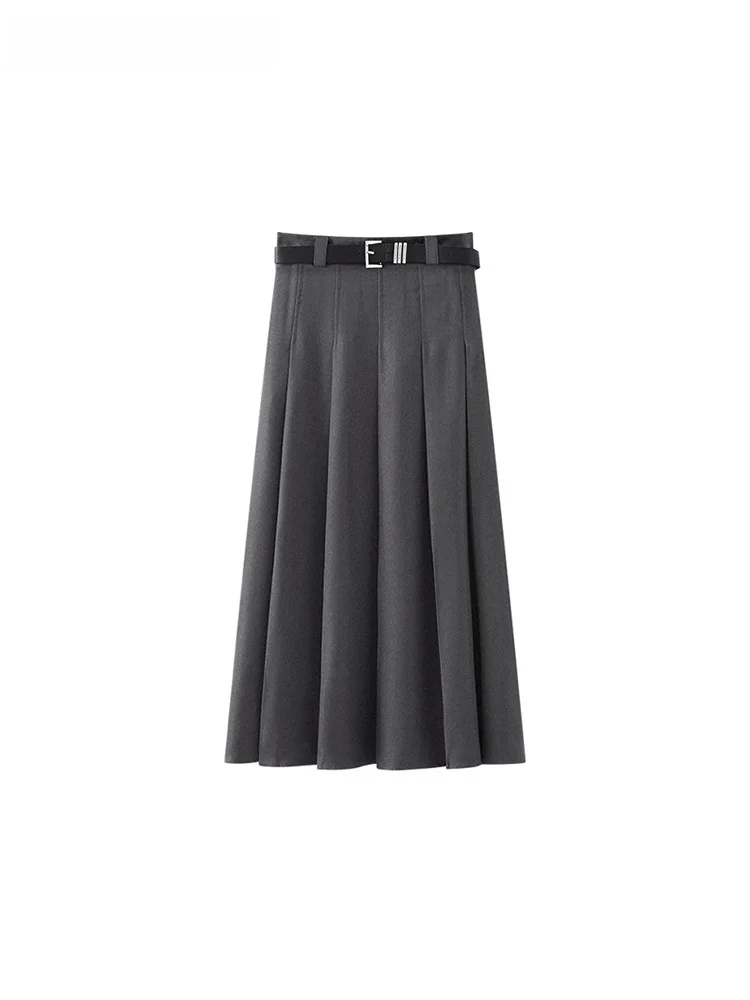 

Юбка La Chapelle женская повседневная с высокой талией, А-силуэт, плиссированная, длинная, для офиса, осенняя новинка, простая, из смесового полиэстера