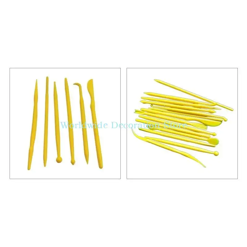 Q39B 6/14pcs Set Plastic Crafts Clay Modeling Tool for Shaping Sculpting Double Ended Tools Ceramic Pottery Tool for DIY Kids