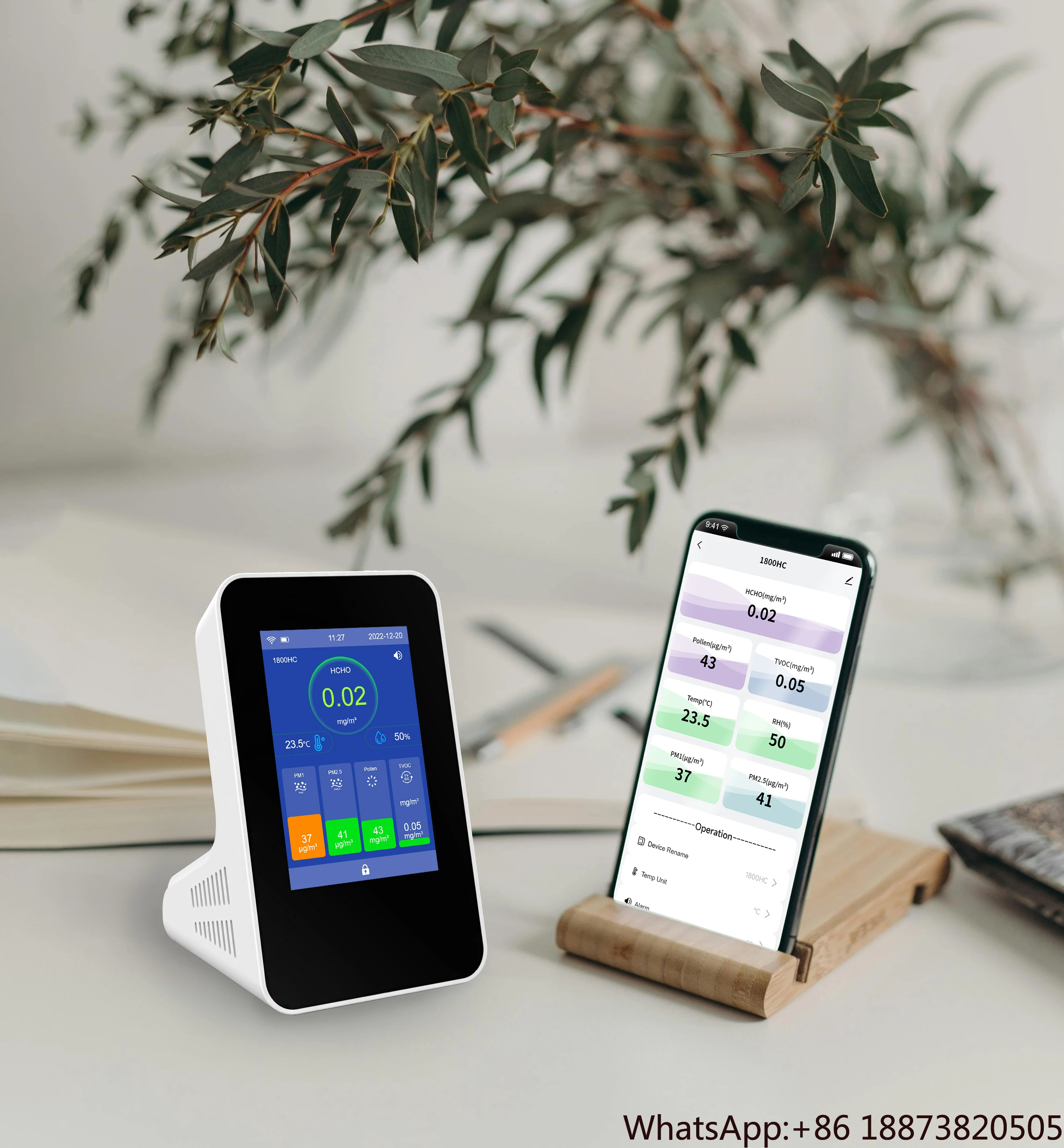 Multifunctional Air Quality Monitor HCHO TVOC PM1 PM2.5 PM10 CO CO2 Temperature Humidity Detector with APP & WIFI for Indoor