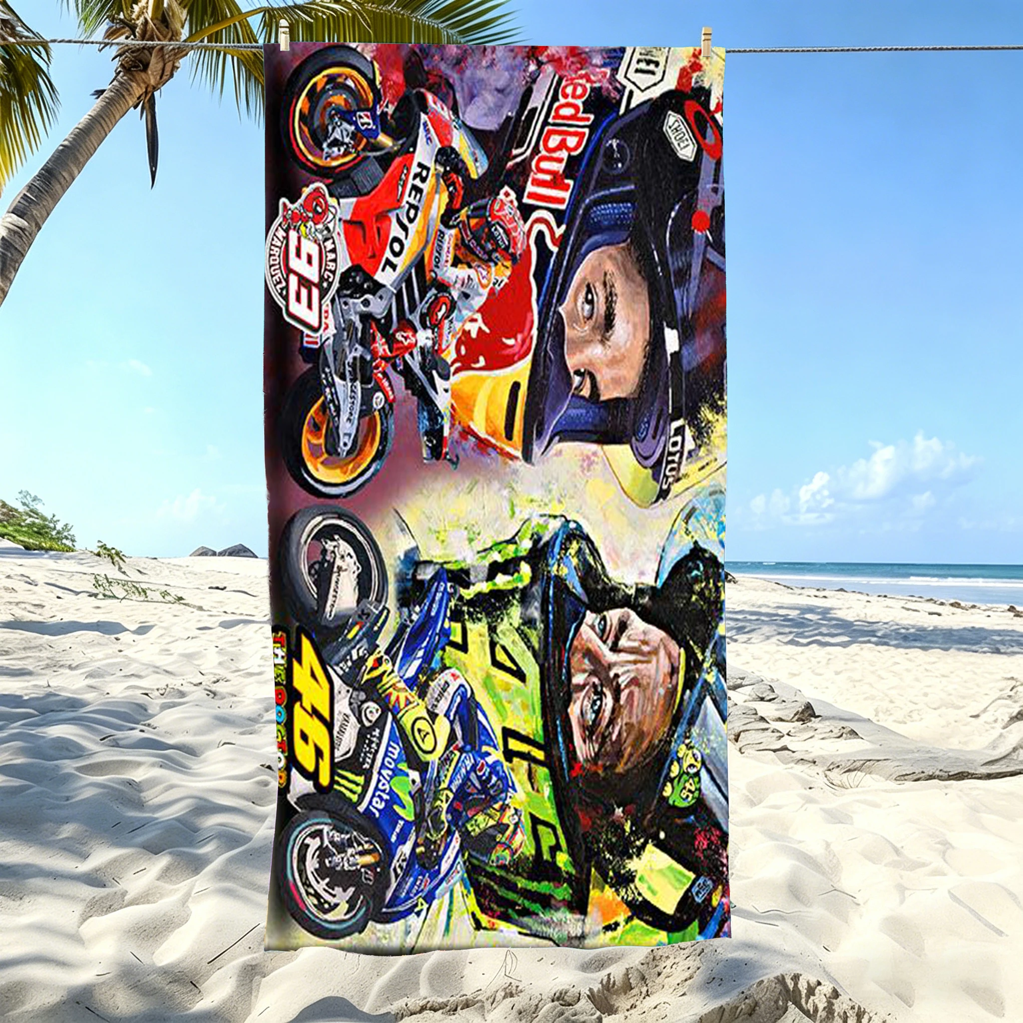 Serviette de plage V-Valentino Rossi 46 M-Marc Marquez 93 Moto GP, en microfibre, séchage rapide, sans sable, pour la natation et les sports de plein air