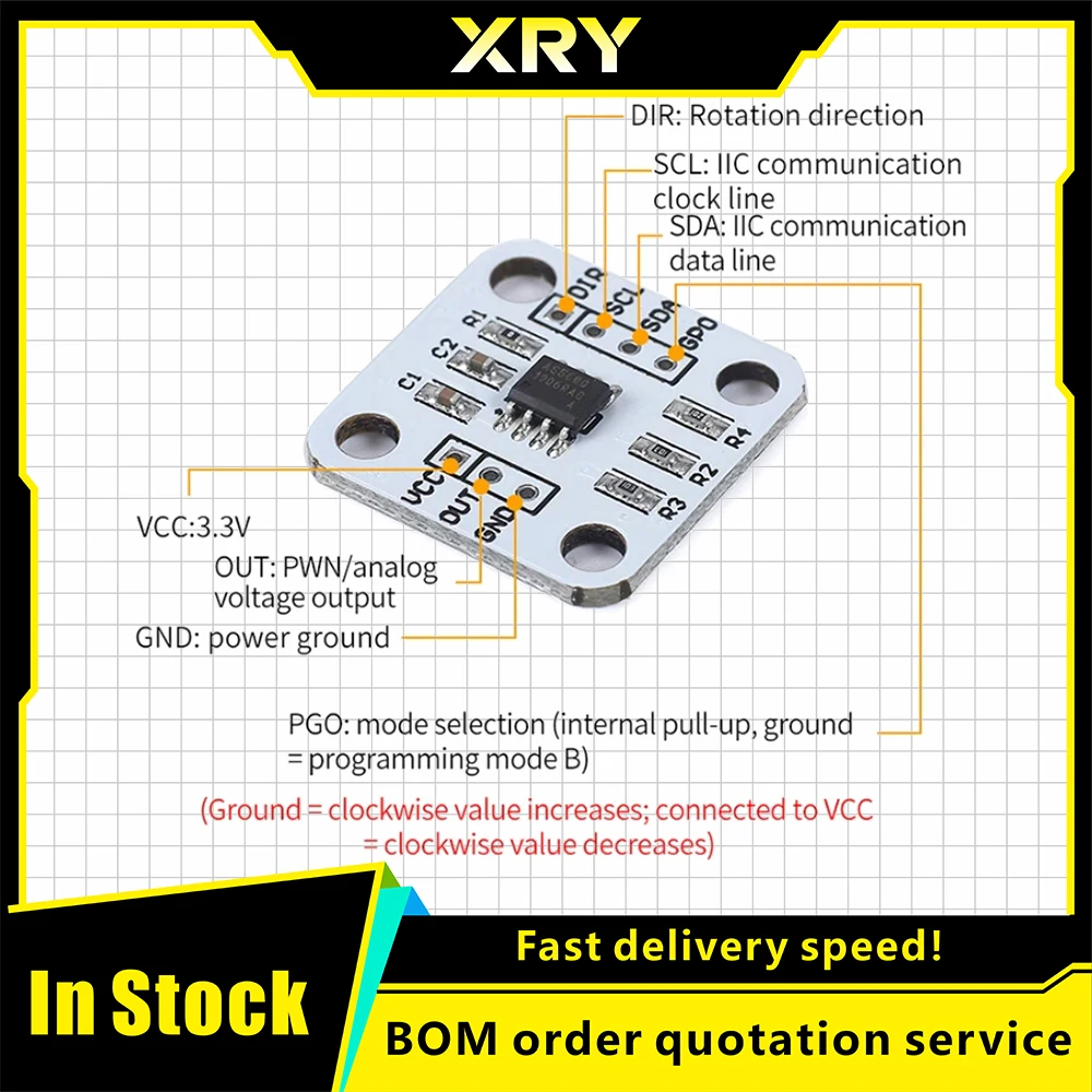 XRY 1-10 sztuk AS5600 enkoder magnetyczny indukcja magnetyczna moduł czujnika pomiaru kąta 12bit wysoka precyzja — zdjęcie produktu 5