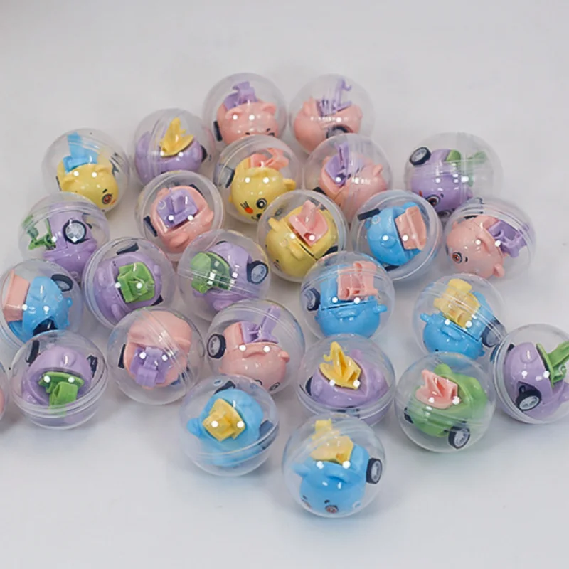 45MM Transparent Surprise Capsules Balls Toy Cartoon Pull Back Engineering Vehicle Toys for Vending Game Doll Machine Kids Gift