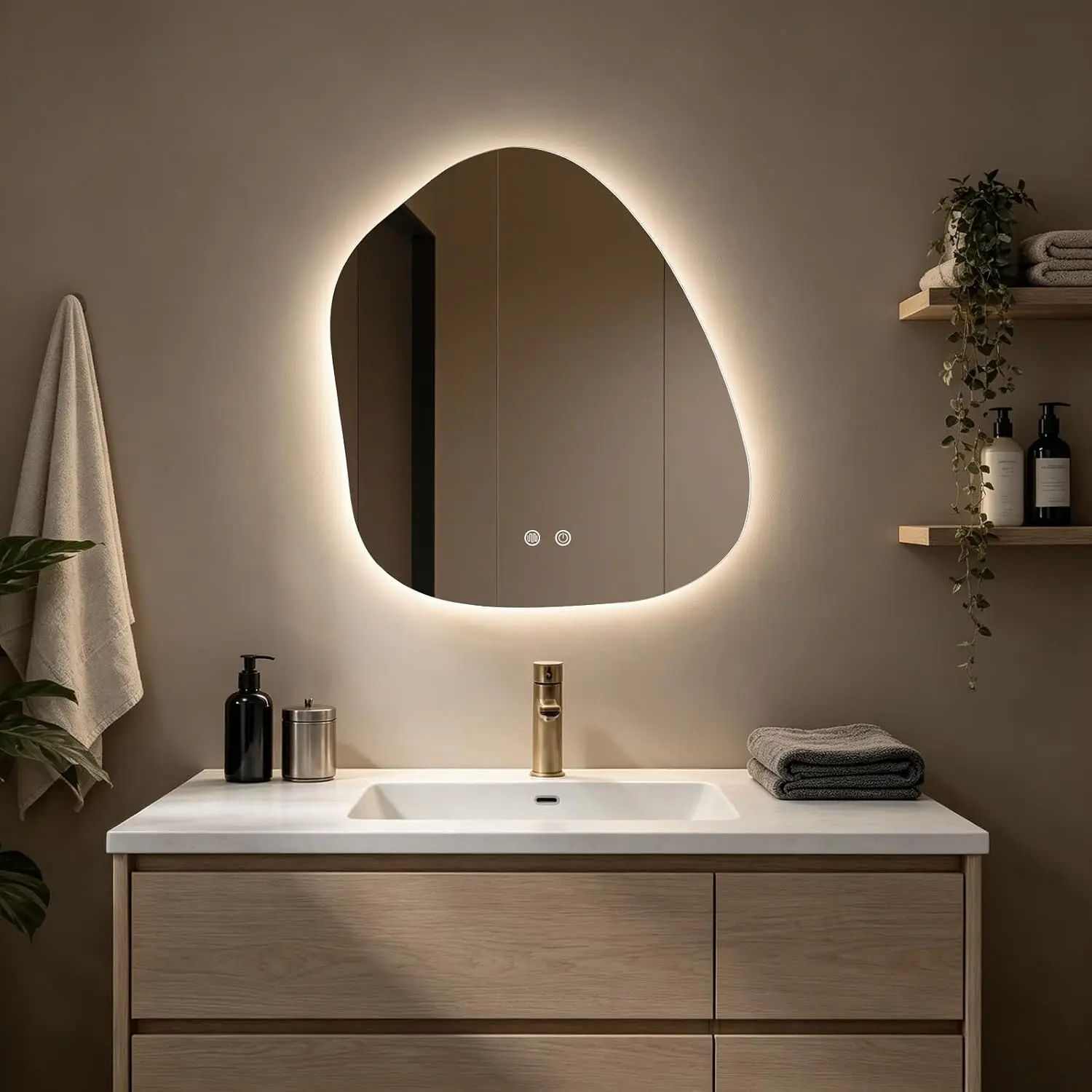 22 X 24 Inch Led Illuminated Bathroom Wall Vanity Mirror Anti Fog 3 Color Dimmable Light Horizontal Vertical Mount
