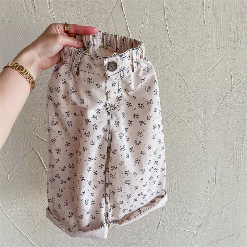 Autumn Kids Pants Floral Girls Trousers Chidren Clothes