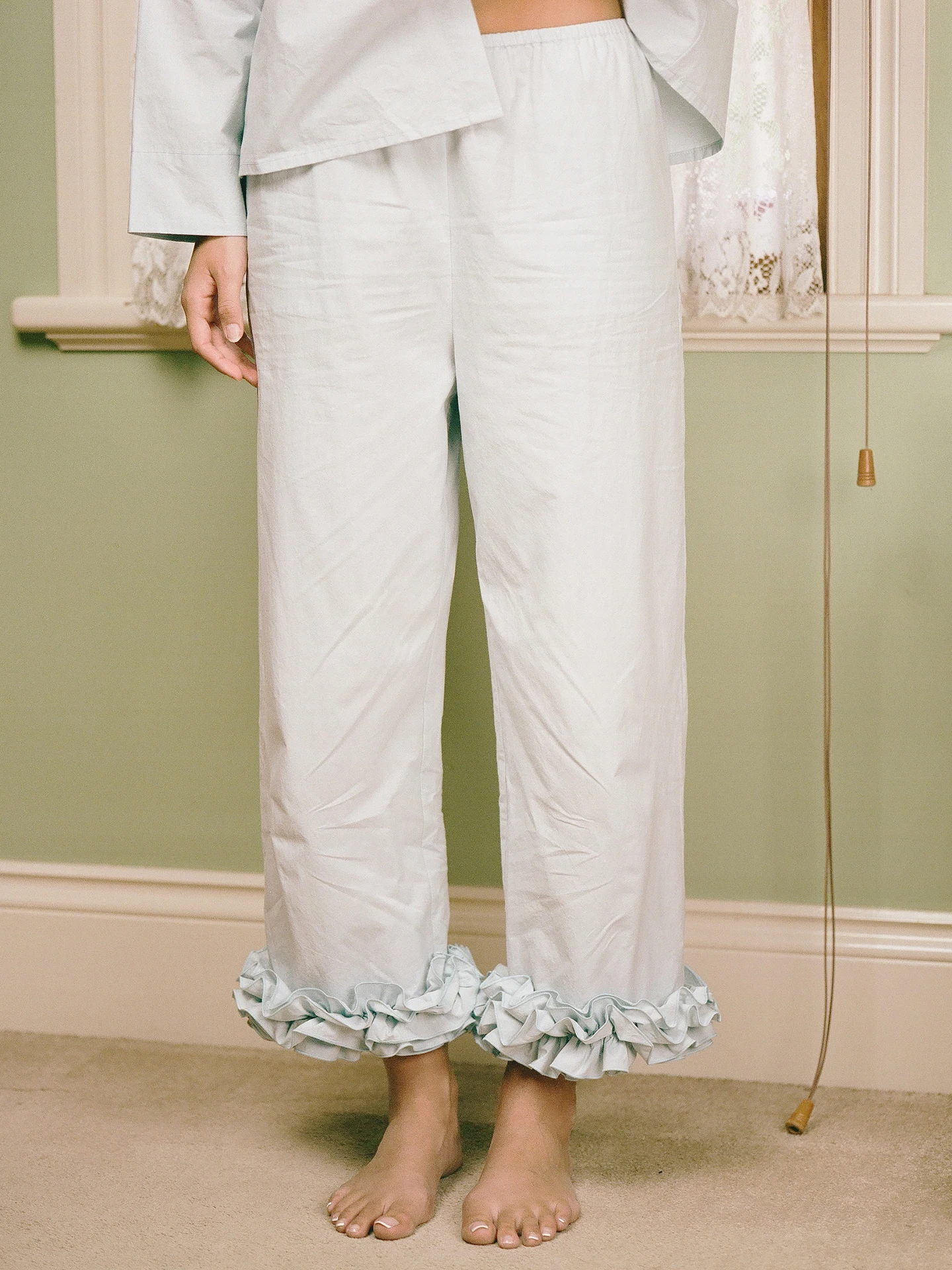 

Ele Pure Cotton Double Layer Pleated Straight Leg Pants Women's Casual Trousers My Mum Made It Comfortable l Waist