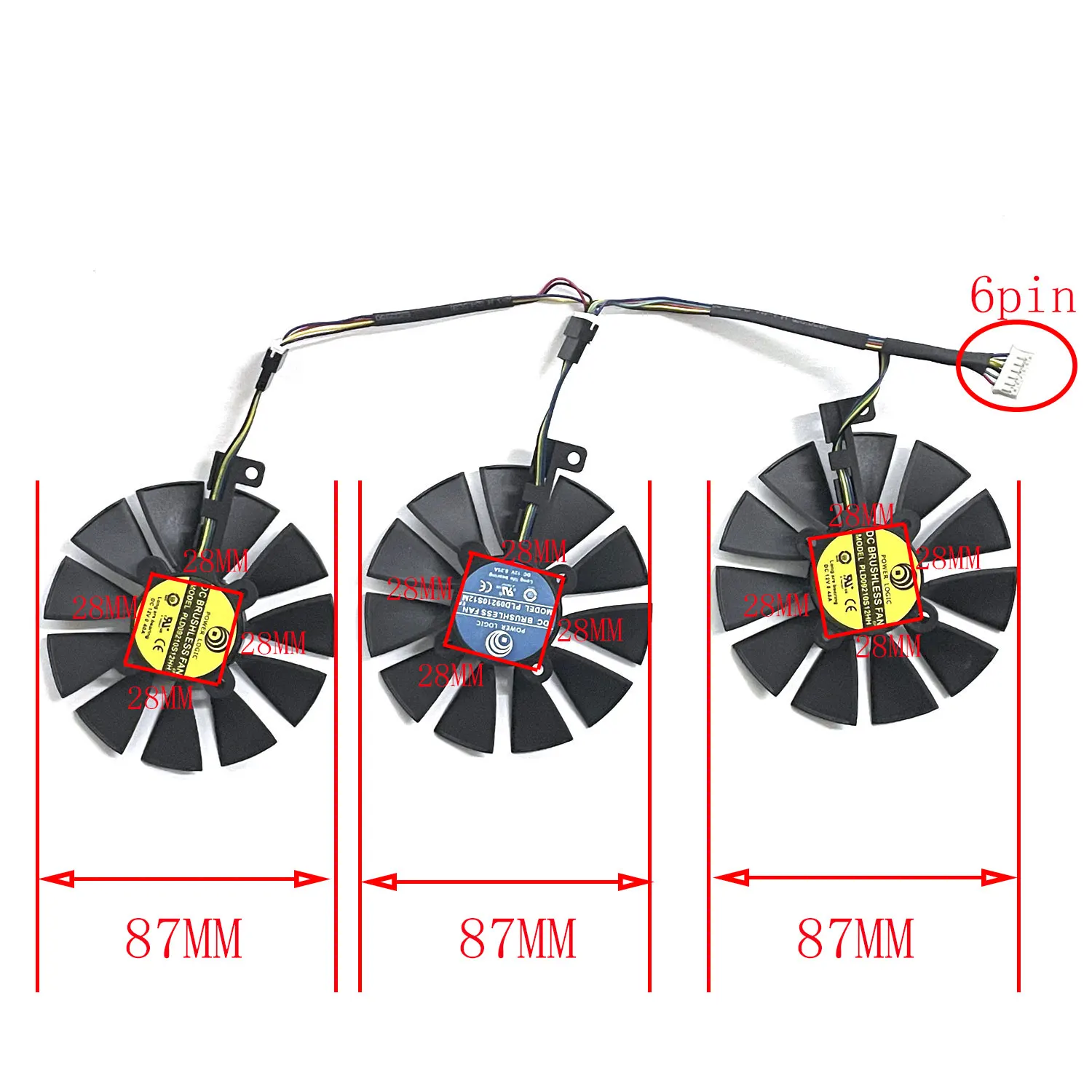 PLD09210S12HH PLD09210S12M 87mm Cooler FanFor ASUS STRIX GTX980TI RX480/580 R9 390X/R9 390 GTX 1060 GTX1070 1070Ti 1080Ti Gaming