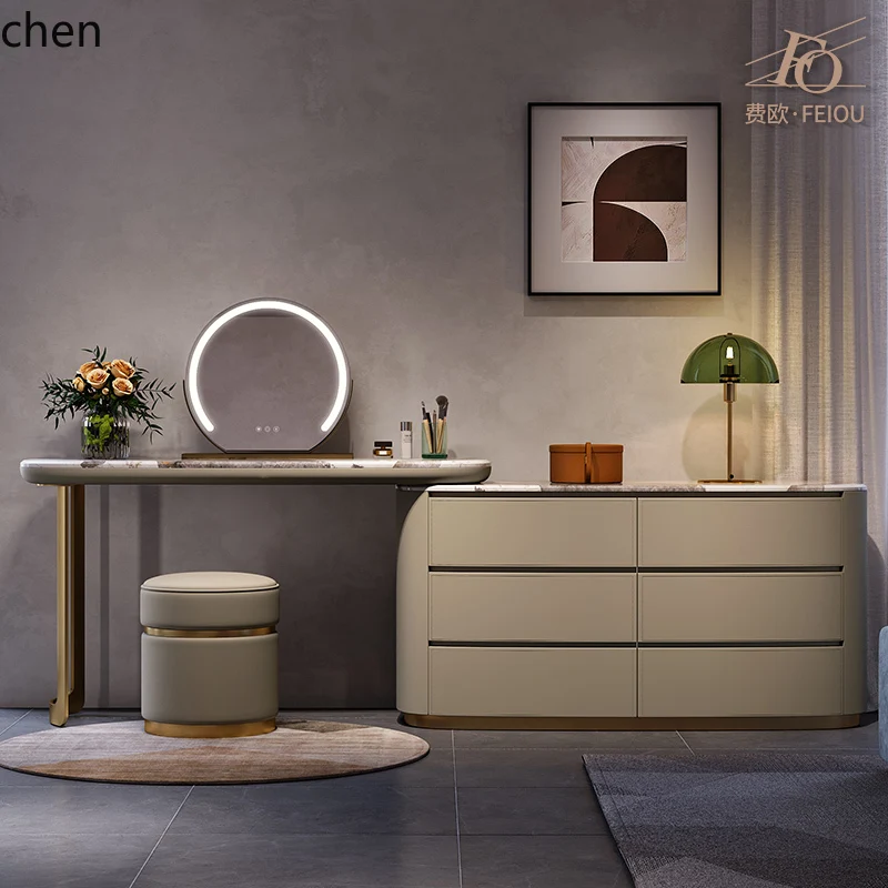

LXC Dresser Marble Premium Villa Large Flat Solid Wood Bedside Bucket Cabinet Makeup Table