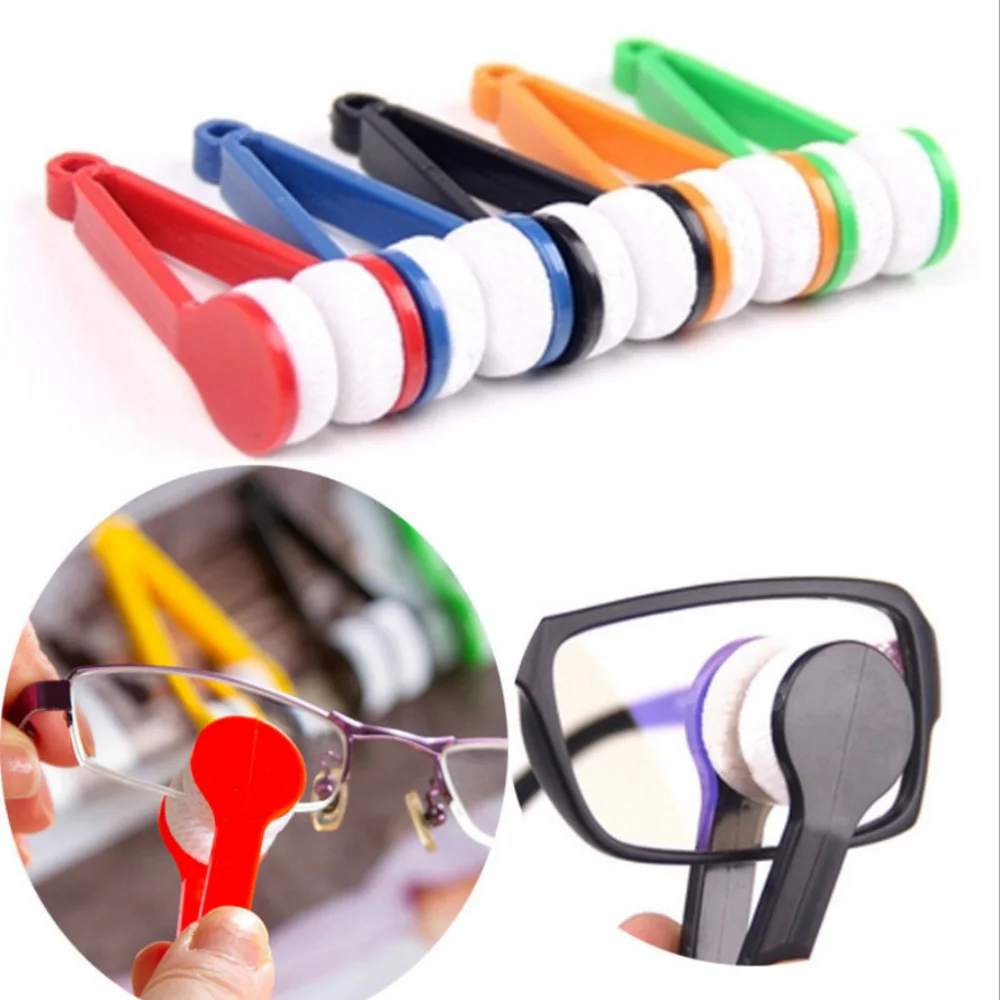 Portable Eyeglass Cleaner Microfiber Clip Mini Brush Tool Handheld Glasses Scrubber Compact Eye Wear Wipe Daily Maintenance Kit