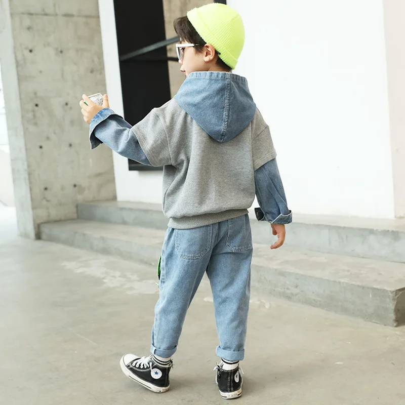 Boys Autumn Suit 2024 New Korean Version Fashion Pullover Spring Children\'s Two-Piece Top + Pants