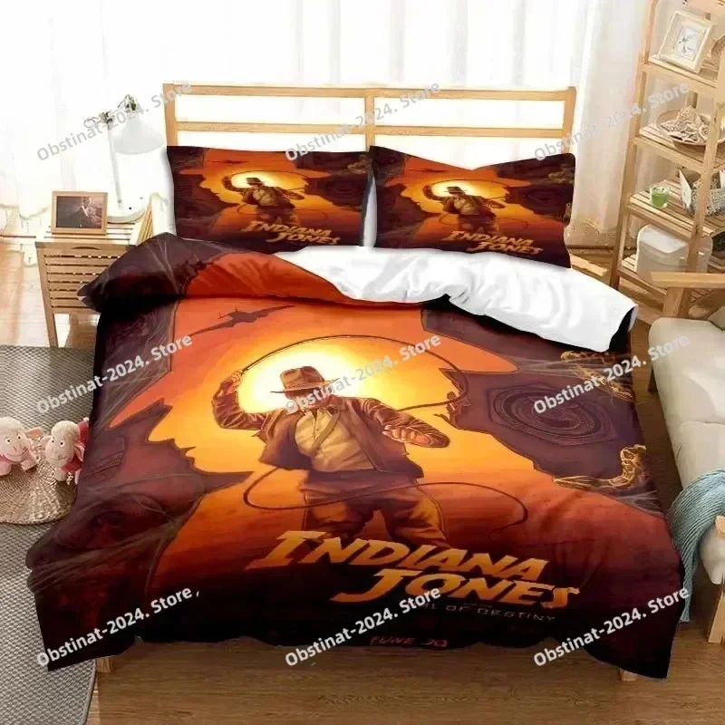 Indiana Jones The Dial of Destiny Stylish Bedding Set Printed Comforter Quilt Bed Cover Pillow Case 3 Pieces Set Kids Adult Size