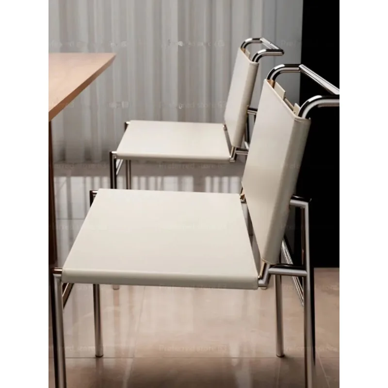 Modern Contemporary Leather Dining & Conference Chair, Stainless Steel Frame, for Kitchen, Dining Room & Meeting Area