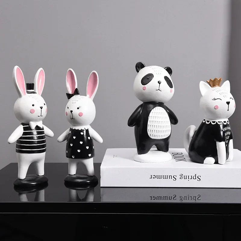 Resin Rabbit Miniature Figurines, Desktop Ornaments, Cute Crafts, Kids Room Decor, Home Decorations Accessories, 20cm