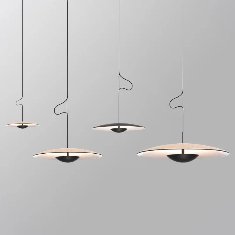 Nordic Led Pendant Lights Wood Grain Black for Table Dining Living Room Kitchen Home Hanging Lamp Indoor Lighting Fixture