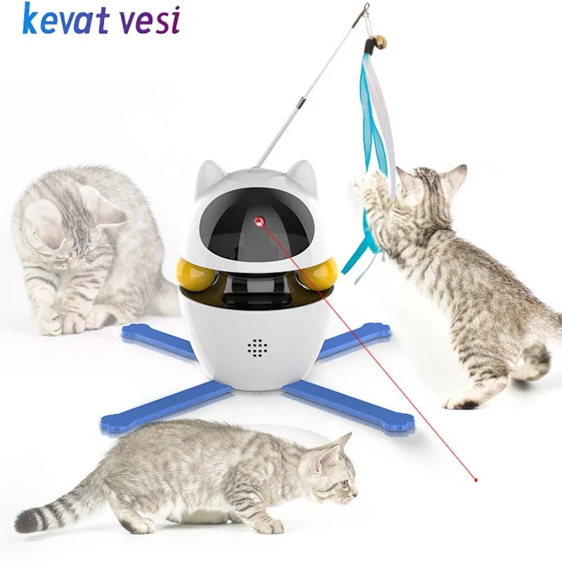 

Smart Cat Toys 2 in 1 LED Laser Cat Teasing Toys Automatic Rotating 3 Modes Cat Interactive Toy USB Charging Indoor Kitten Toy