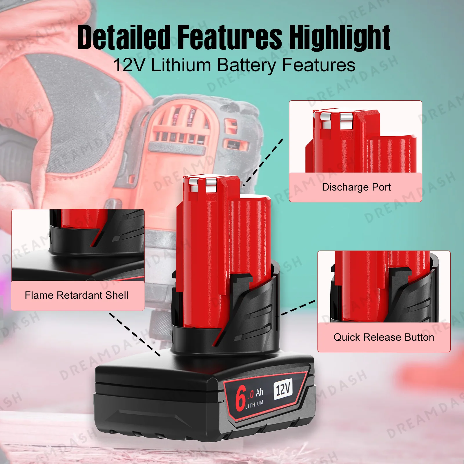 6Ah 12V For Milwaukee M12 Tool Rechargeable Lithium Battery Pack For 48-11-2402 48-11-2411 48-11-2401 Power Tool Battery