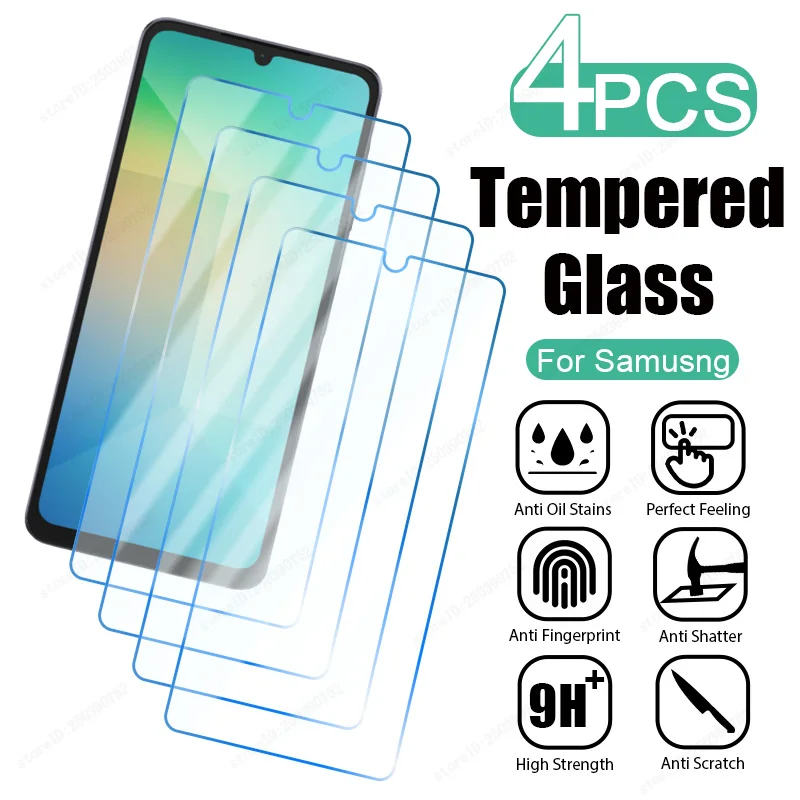 

4PCS Screen Protector for S25 S24 Ultra S23 S22 Plus S21 FE 5G Tempered Glass for A36 A55 A35 A25 A73 A53 A33 A23 A52S 5G A72