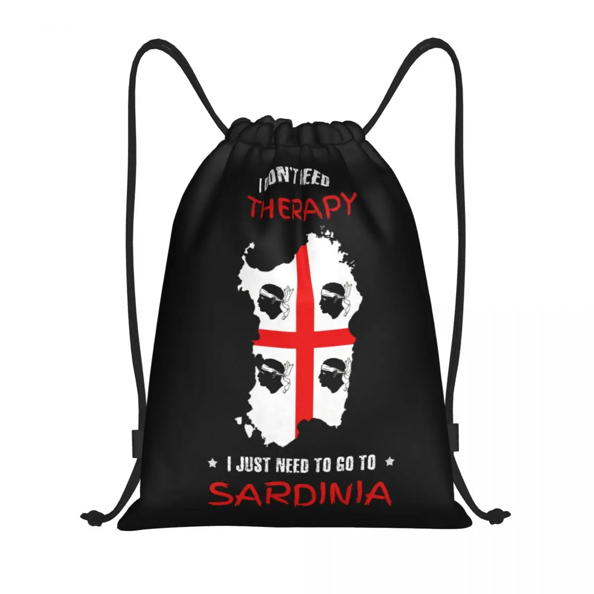 Sardinia Is My Therapy Drawstring Backpack Women Men Gym Sport Sackpack Portable Italy Flag Italia Pride Training Bag Sack