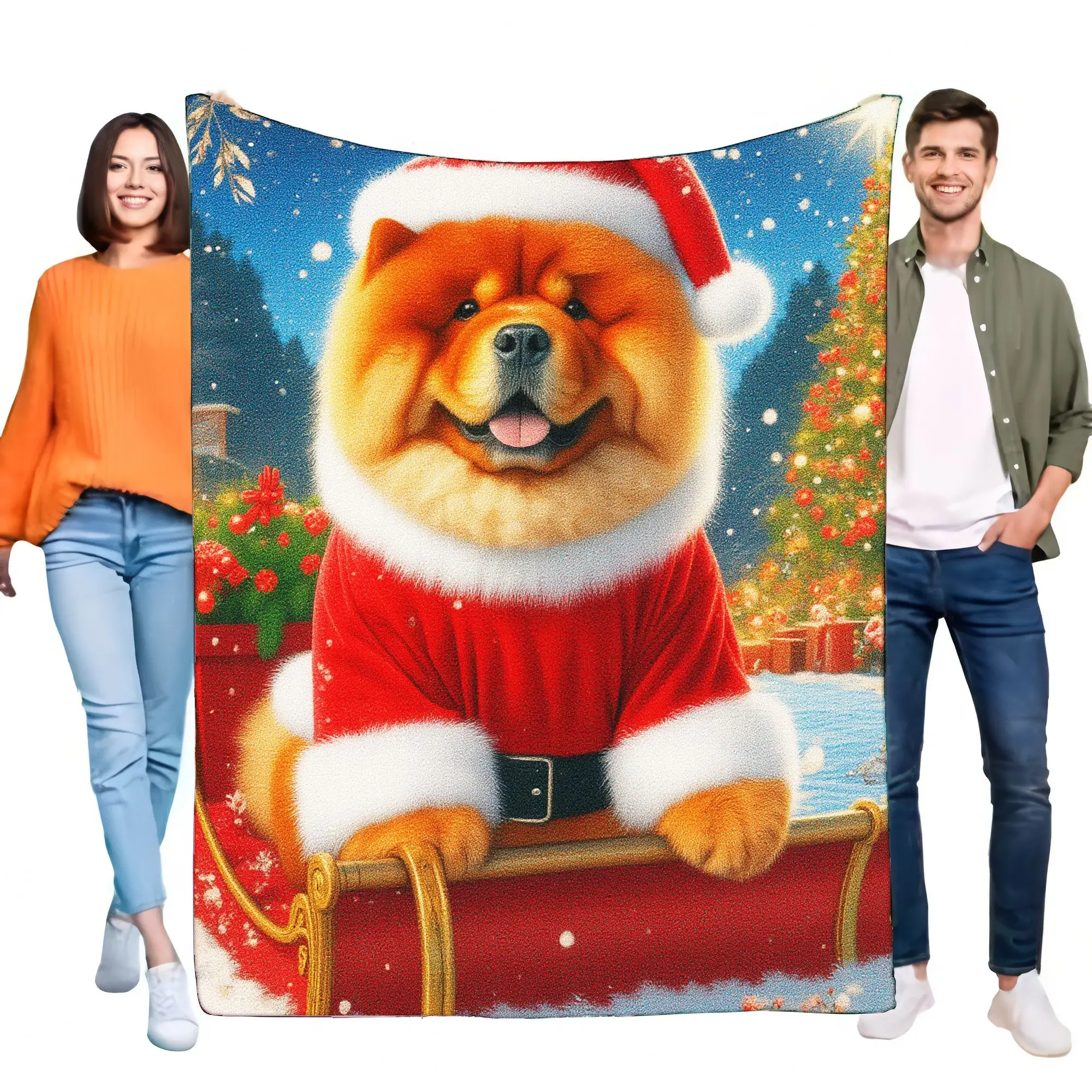 Manta navideña para perros Chow Chow, suave y cálida, ropa de cama decorativa acogedora, regalo para amantes de las mascotas, perfecta para sofá y cama, vacaciones