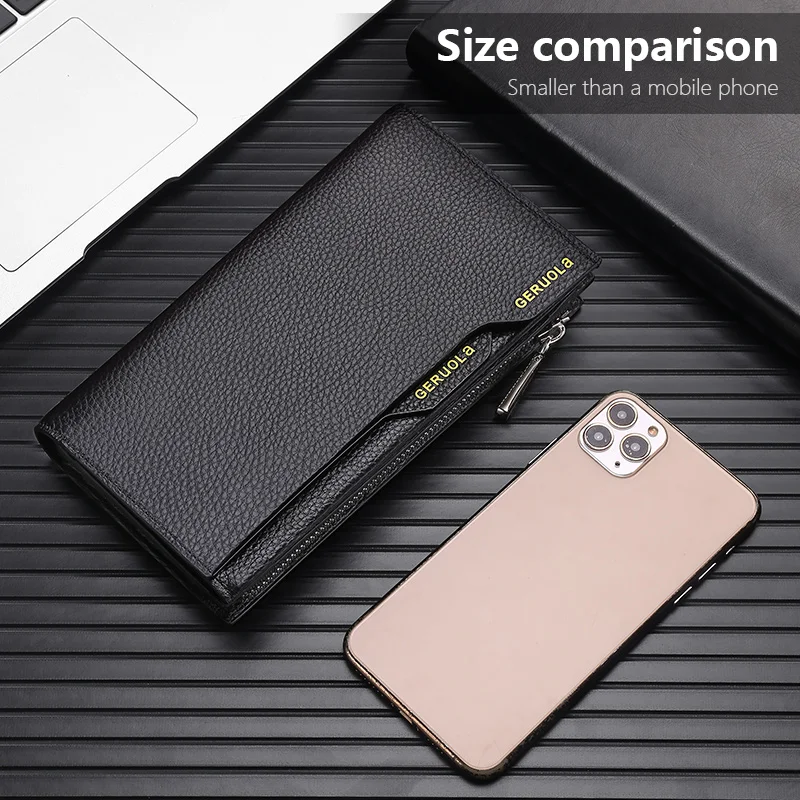 GERUOLA Men's Genuine Leather Long Wallet - Large Capacity, Multi-Card Holder with Quick Access Design - Perfect Holiday Gift fo
