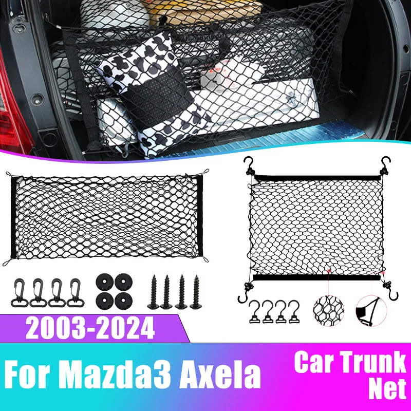 

Car Boot Trunk Net For Mazda 3 Mazda3 Axela BN BL BP BK 2003-2024 Nylon Mesh Luggage Bag Storage Rear Back Cargo Car Accessories