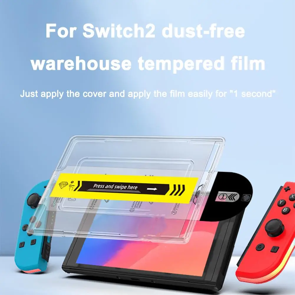 Untuk Switch 2 Pelindung Layar Kaca Tempered Penjajaran Otomatis HD Instalasi Bebas Gelembung Bening Film Bebas Debu Antigores 9H Ki S7H0
