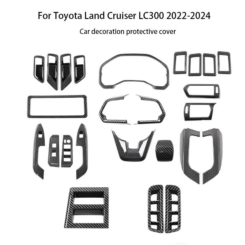 For Toyota Land Cruiser 300 LC300 2022-2024 Water Cup Frame Inner Handle Trim Strips Rearview Mirror Cover Interior Accessories