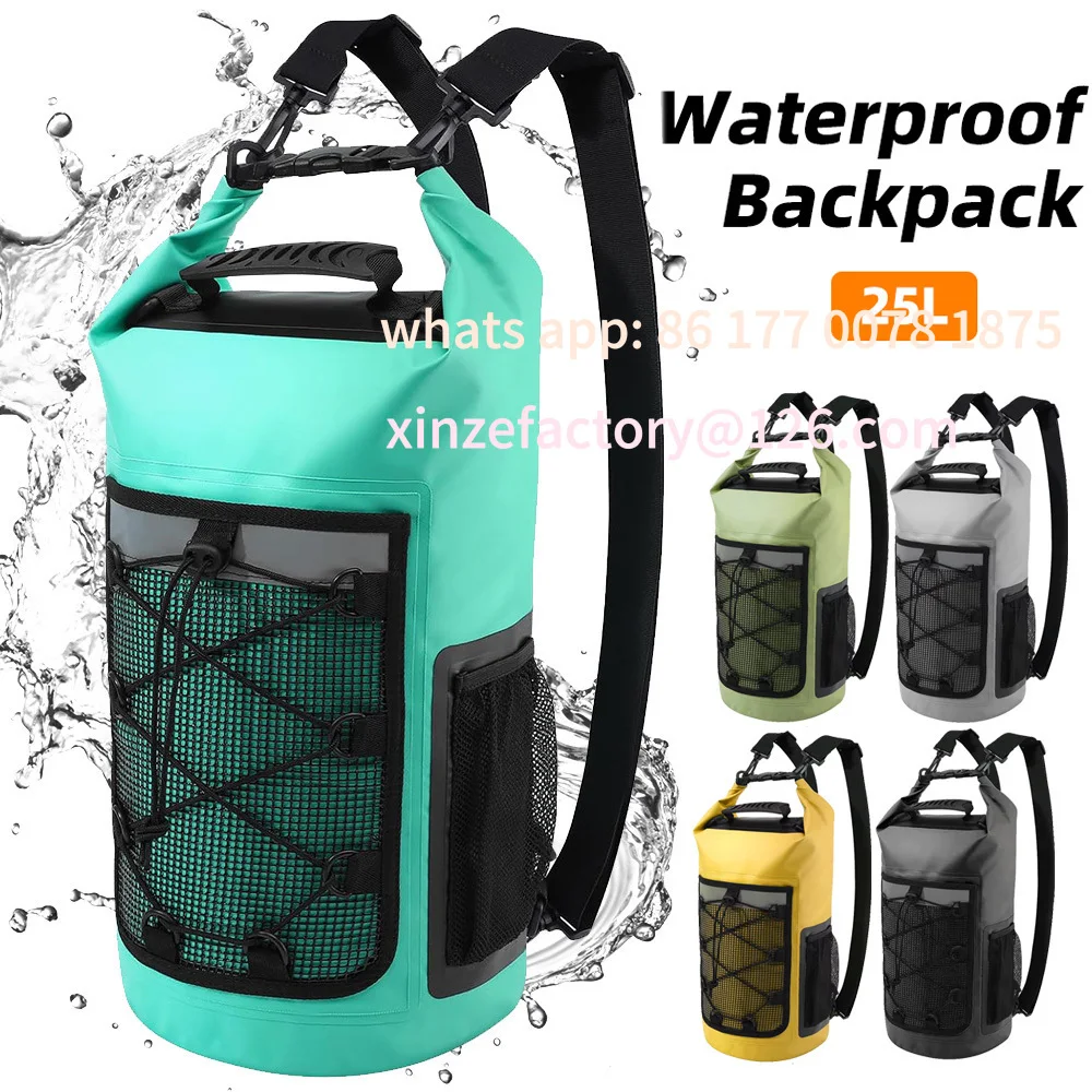Customizable 25L Waterproof Backpack Swimming Beach Dry Bag Outdoor Water Sports Rafting Boating Roll Top Bags Handbag