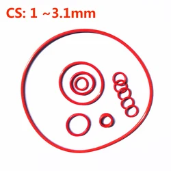 VMQ O-ring pakking CS 1/1.5/2/2.5/3.1mm geïsoleerde waterdichte ring ronde O-vorm rubber rode siliconen O-ringen