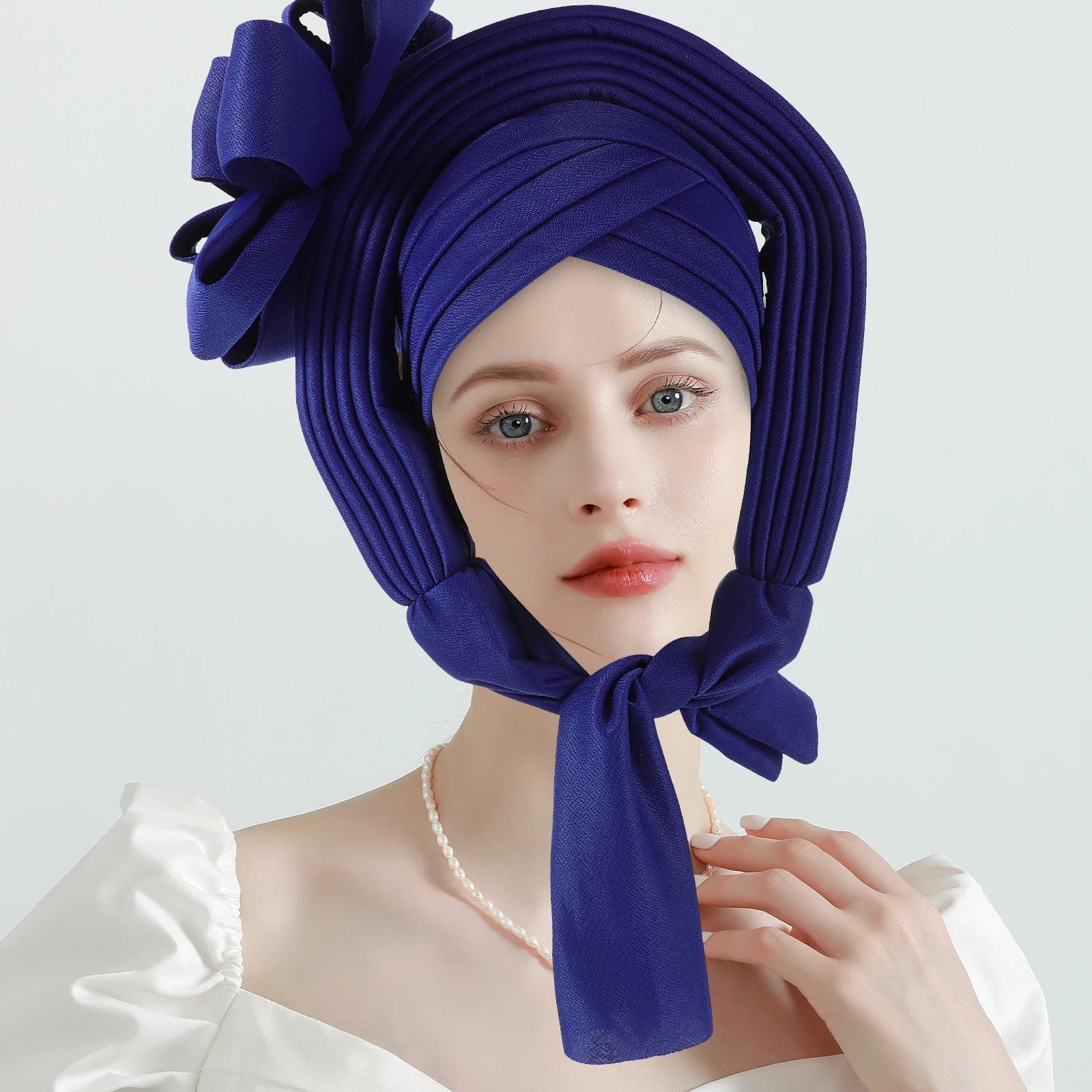 

Stylish Nigerian Wedding African Headwrap For Women Stretch Headscarf Beanie Pre-Tied Hair Cover Headwear Daily Use Special