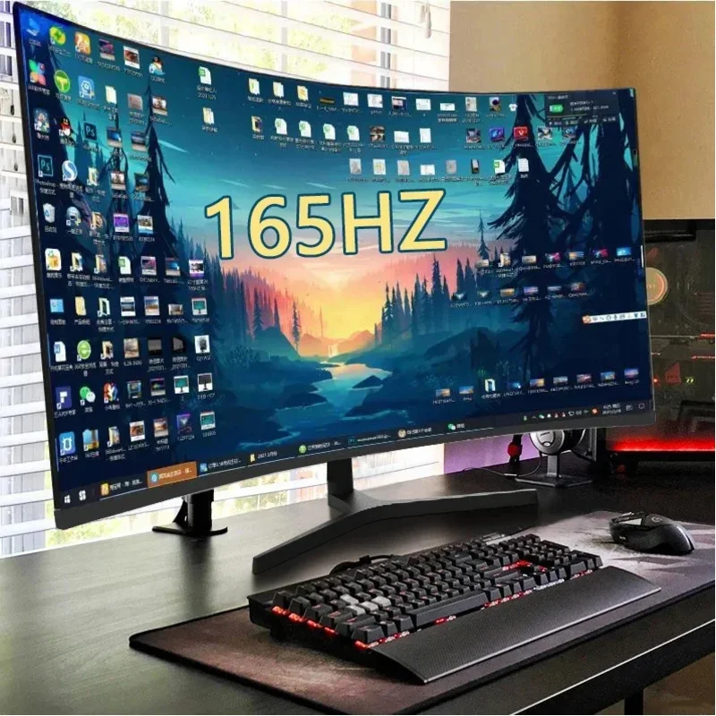 34 Zoll LCD-Monitor 144 Hz 165 Hz 4K Computerdisplay RGB-Lichtleiste Gaming-Monitore mit gebogenem Bildschirm