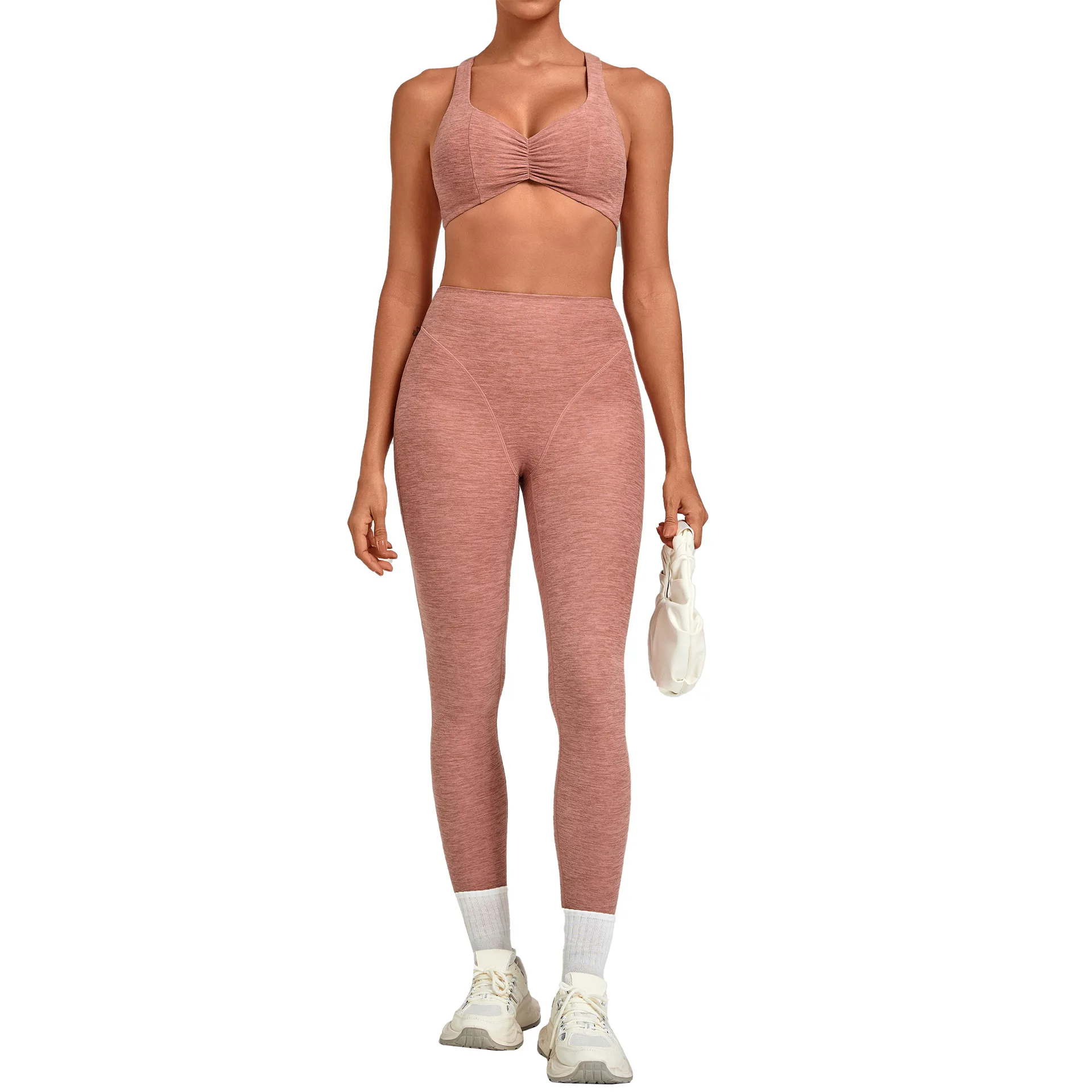 Women Gym Fitness Set 2Pcs Crisscross Back Sports Bra Breathable Quick Dry Yoga Pants High Waisted Workout Leggings Women